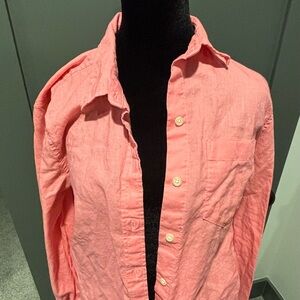 Gap Pink Linen Button-Up Shirt XS
